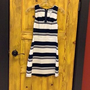 Abercrombie & Fitch Blue and White Scoop Neck Sheath Dress
